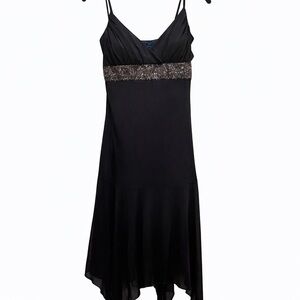 ✨ TABOO Elegant Brown & Teal Evening Dress – Gold Sequin Accent Medium M ✨